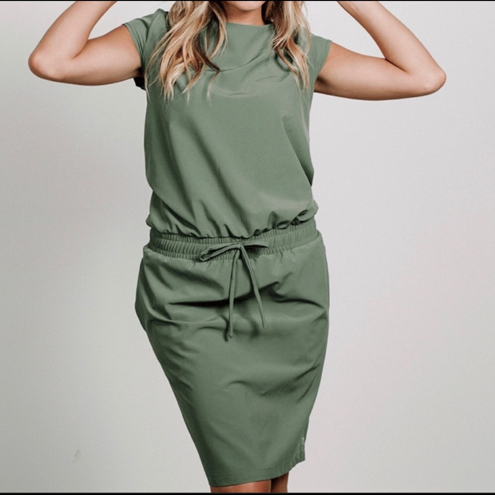 Albion Fit Dress Going Places Dress in Sage
